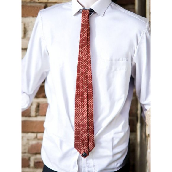 Vintage Giulio Randi Red Geometric Silk Tie – Made in Italy - Picture 4 of 10